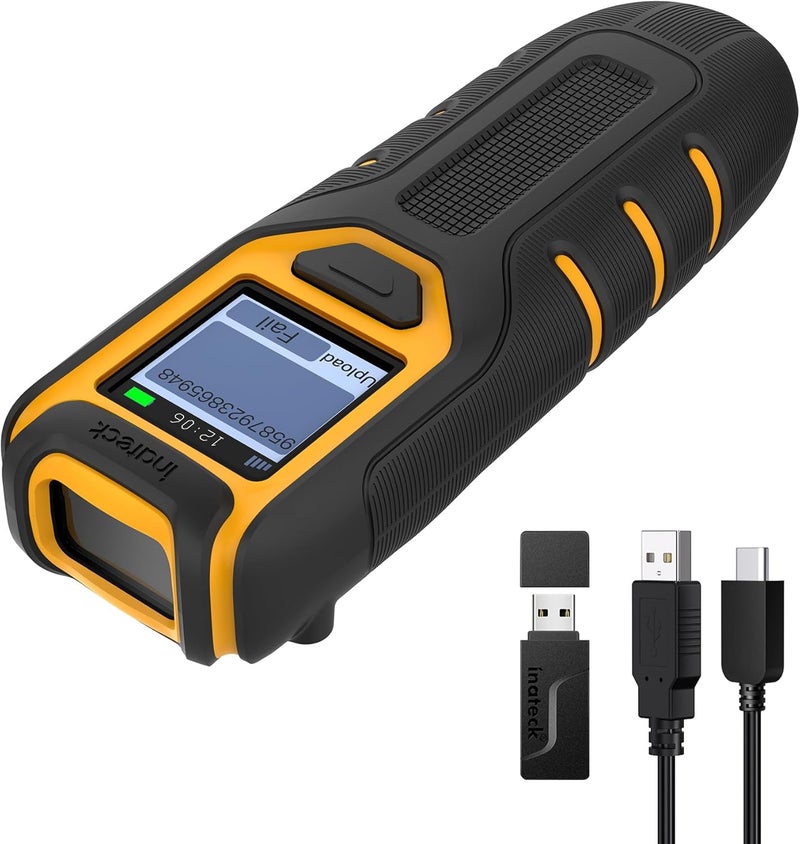Inateck Barcode Scanner Wireless,Portable Bluetooth Barcode Scanner with Screen,1D 2D QR Code Scanner Kabellos 2.4GHz,Handscanner with APP and SDK, BCST-47 - Image 1